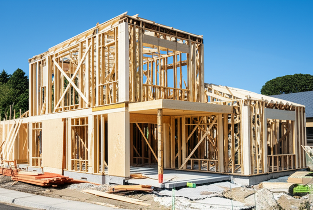 Modern residential construction project